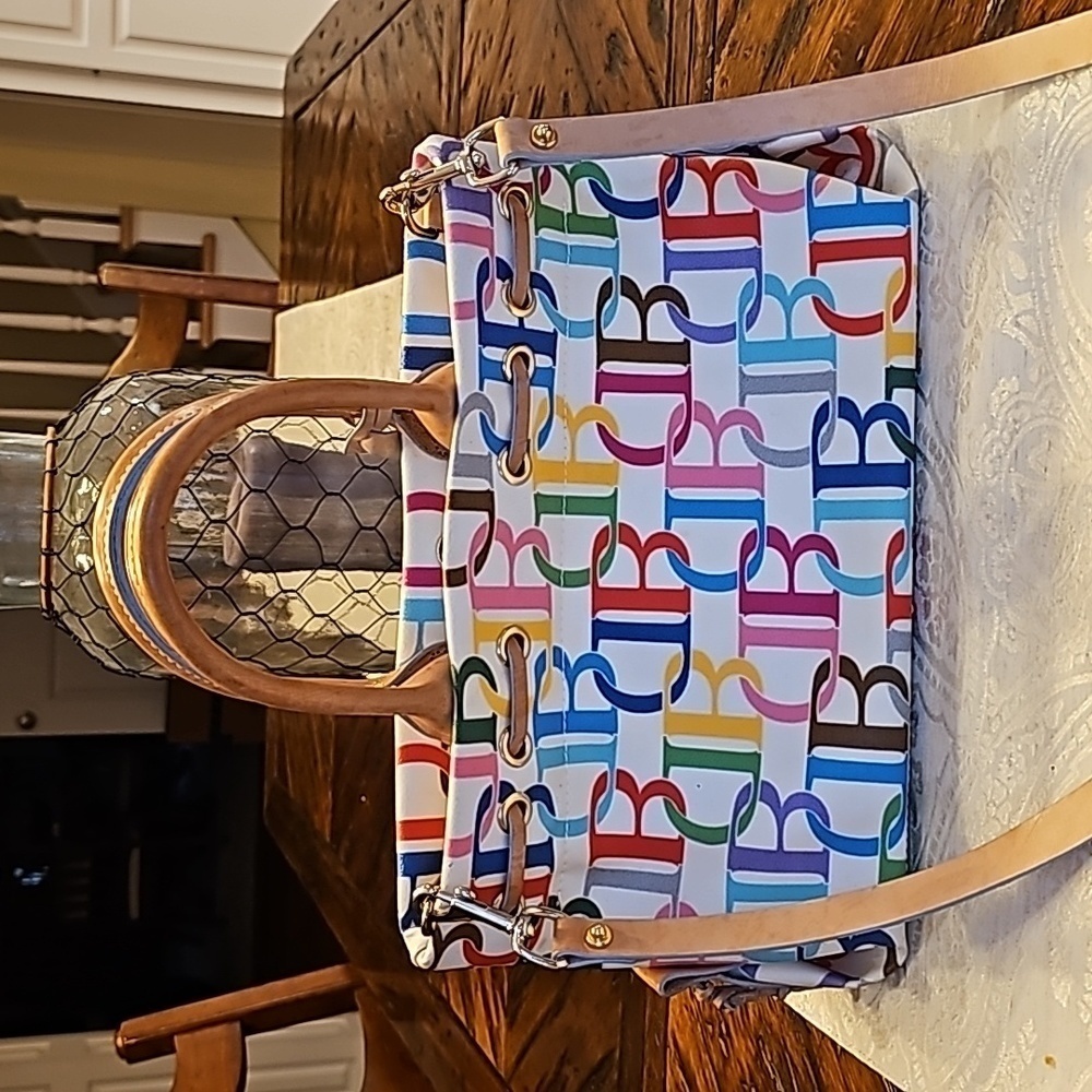Dooney & Bourke Vintage Tasseled Multicolored Satchel Handbag Bag - OS - Picture 3 of 12